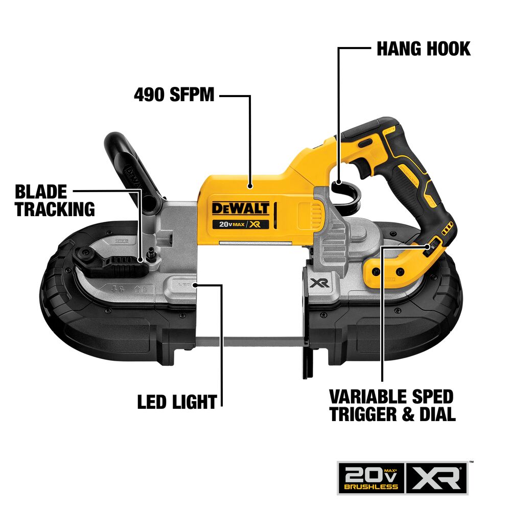 DEWALT DCS374B 20V MAX* XR® Cordless Brushless Deep Cut Band Saw (Tool Only)