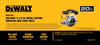 DEWALT DCS373B 20V MAX* 5-1/2 in. Metal Cutting Circular Saw (Tool Only)