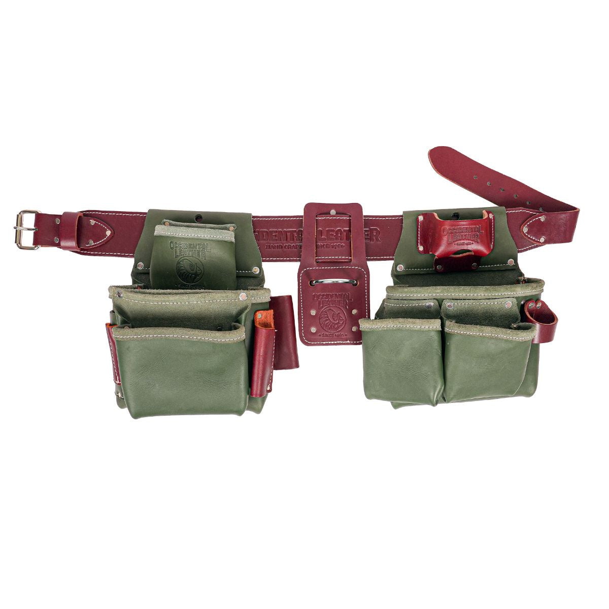 OCCIDENTAL LEATHER G5080DB Pro Framer Tool Belt Setup with Double Outer Bag - GREEN
