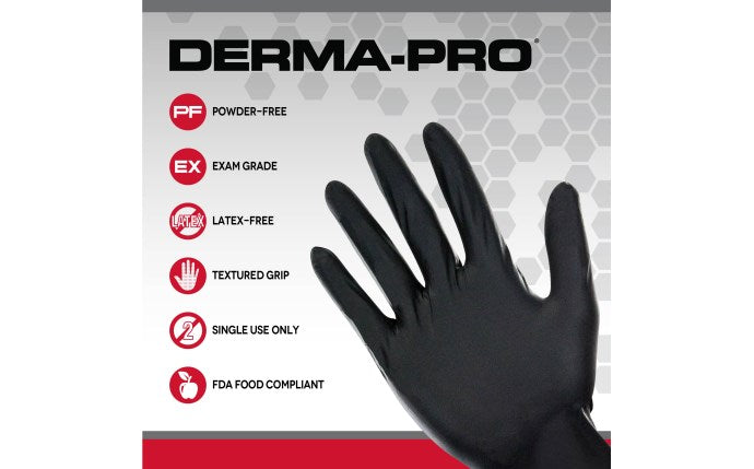 SAS SAFETY 66544 Derma-Pro® Powder-Free Exam Grade Nitrile Disposable Gloves - 100PK - L