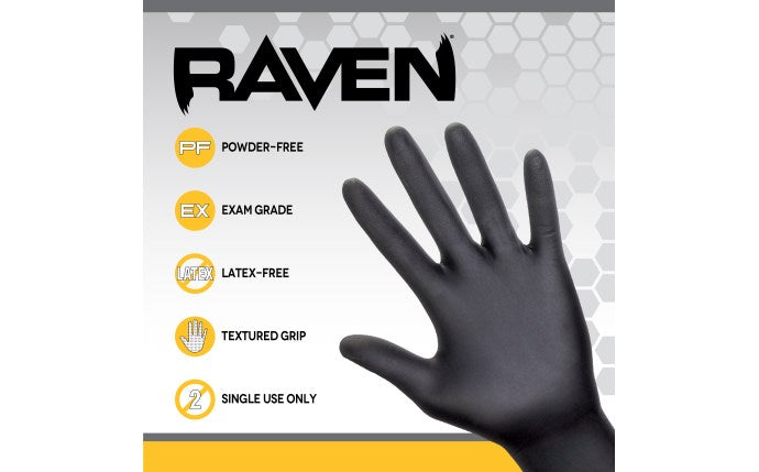 SAS SAFETY 66517 Raven® Powder-Free Exam Grade Nitrile Disposable Gloves - 7 Mil - 100PK - M