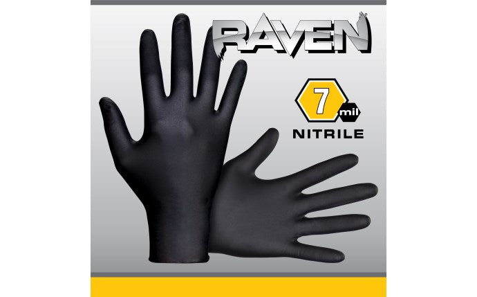 SAS SAFETY 66520 Raven® Powder-Free Exam Grade Nitrile Disposable Gloves - 7 Mil - 100PK - XXL