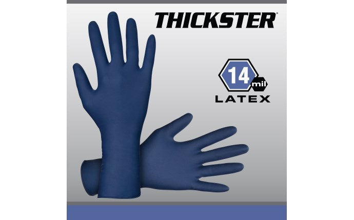 SAS Safety 6602-20 Thickster Powder-Free Latex Exam Gloves – 14 Mil Thick, Medium (50PK)