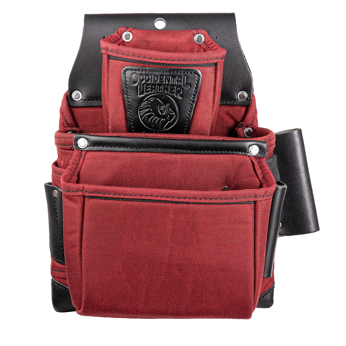 OCCIDENTAL LEATHER R8060 OXYLIGHTS 3 POUCH FASTENER BAG - RED AND BLACK