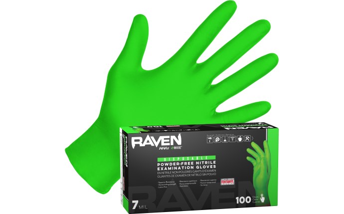 SAS SAFETY 66550 Raven® InVue Powder-Free Exam Grade Nitrile Disposable Gloves - 7 Mil - 100PK - S