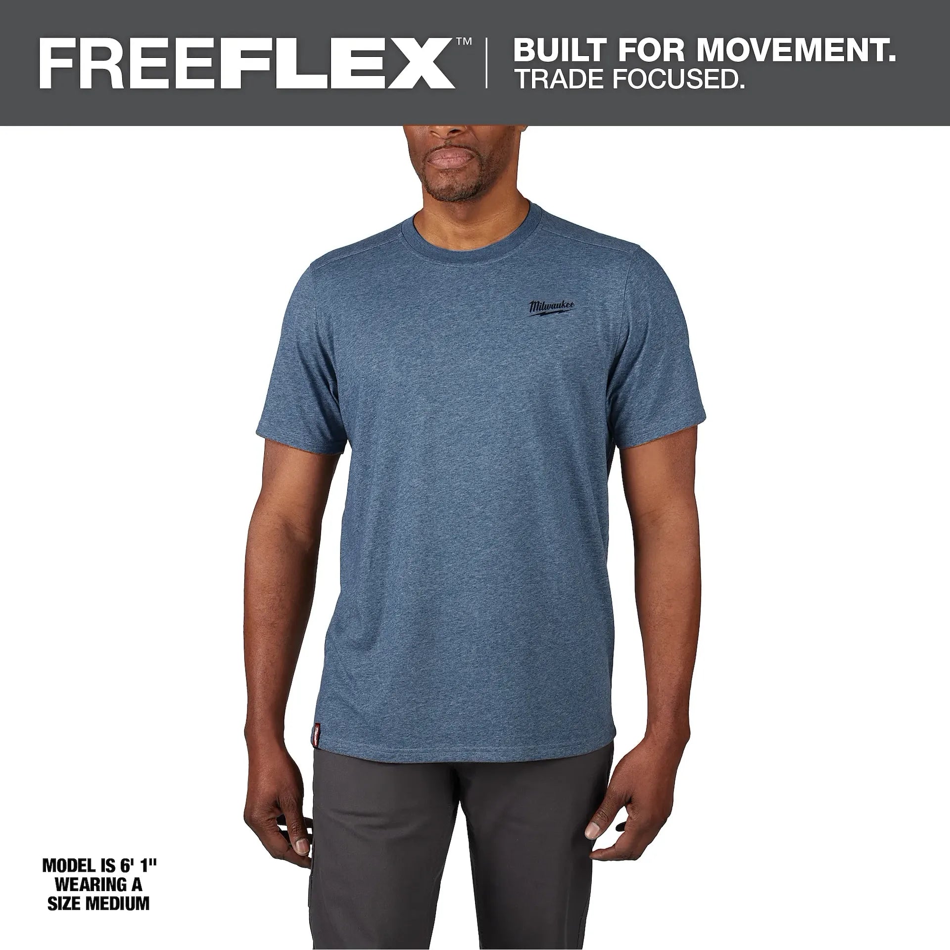 MILWAUKEE 603BL FREEFLEX™ Hybrid Work Tee - Short Sleeve - BLUE