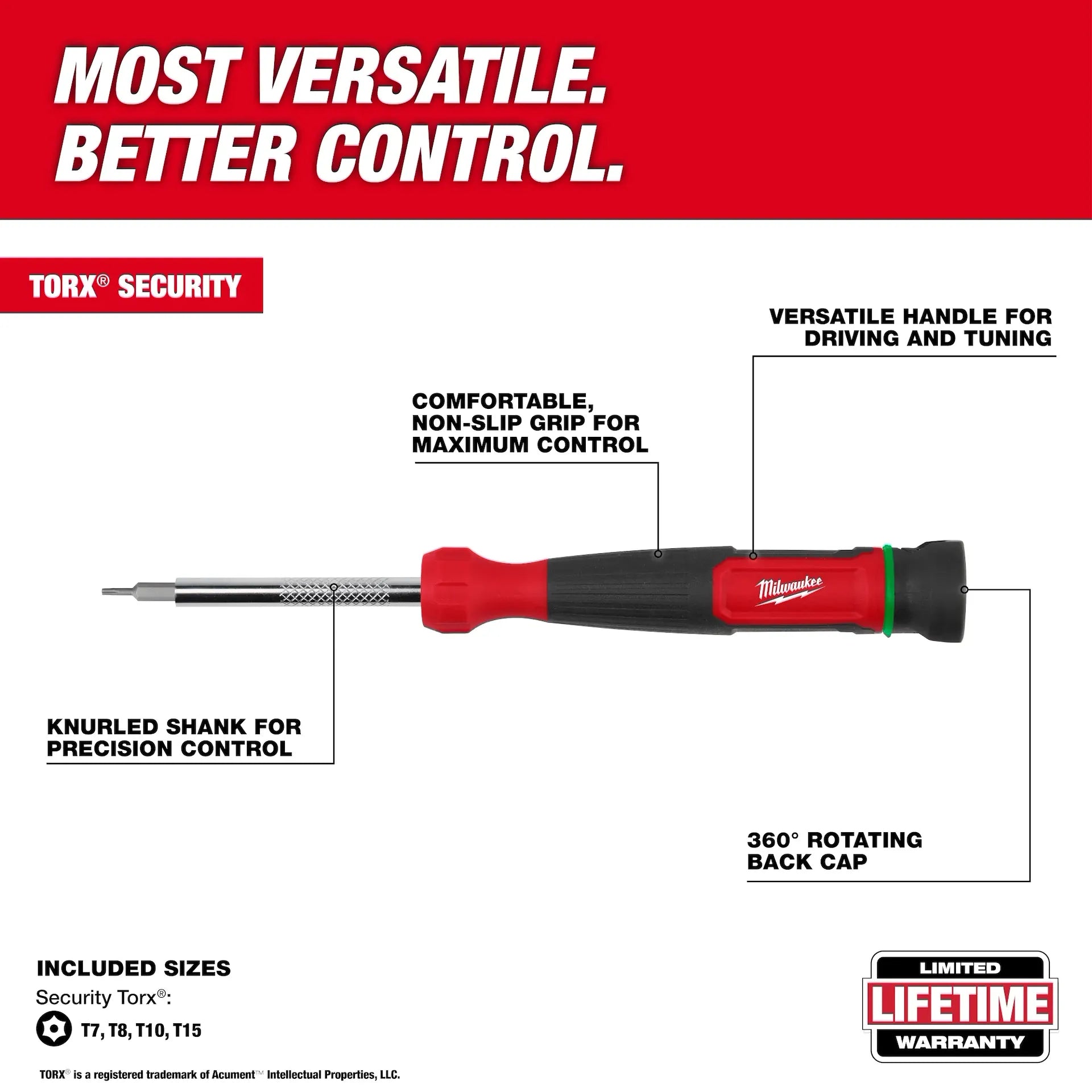 MILWAUKEE 48-22-2931 4-in-1 TORX® Security Precision Multi-Bit Screwdriver