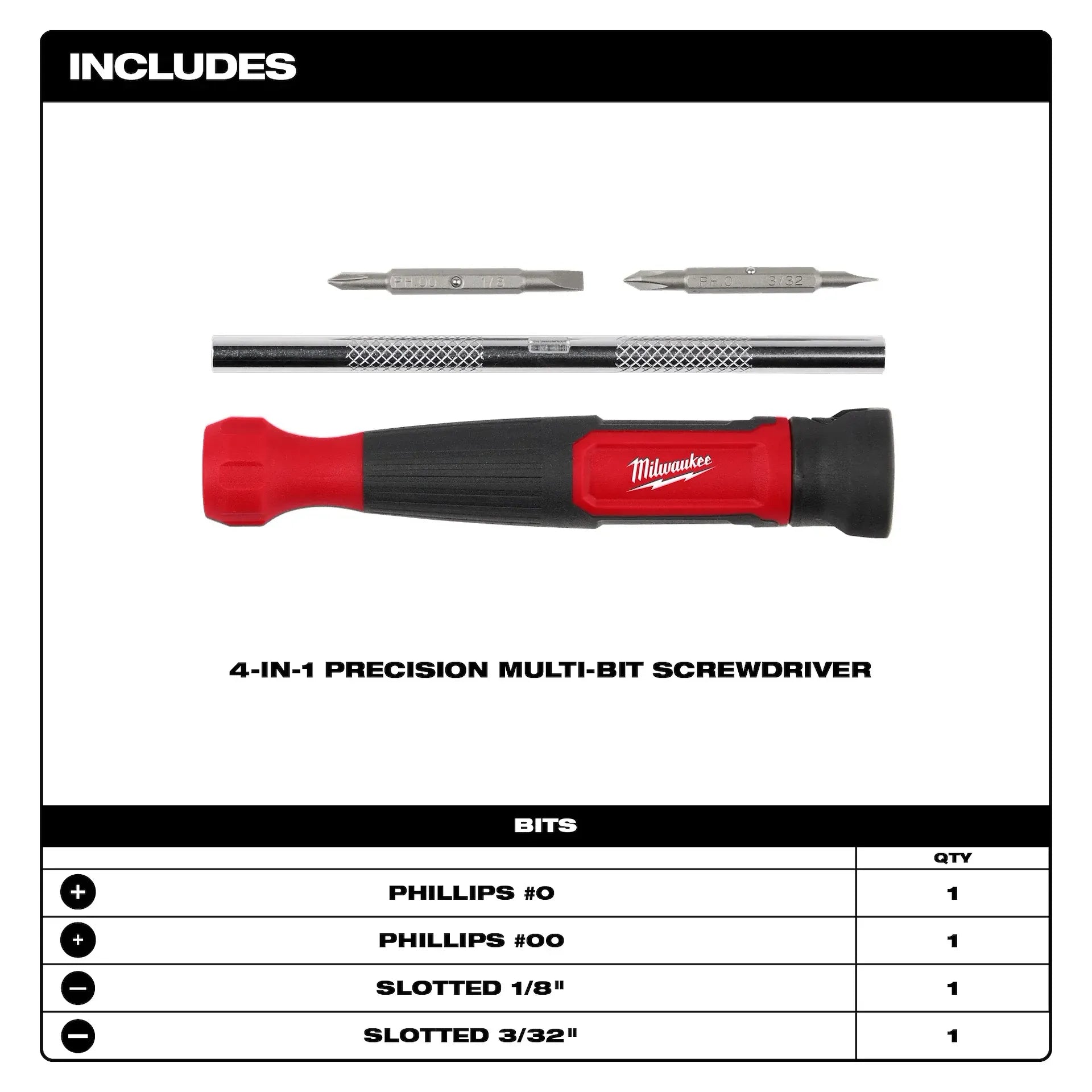 MILWAUKEE 48-22-2930 4-in-1 Precision Multi-Bit Screwdriver