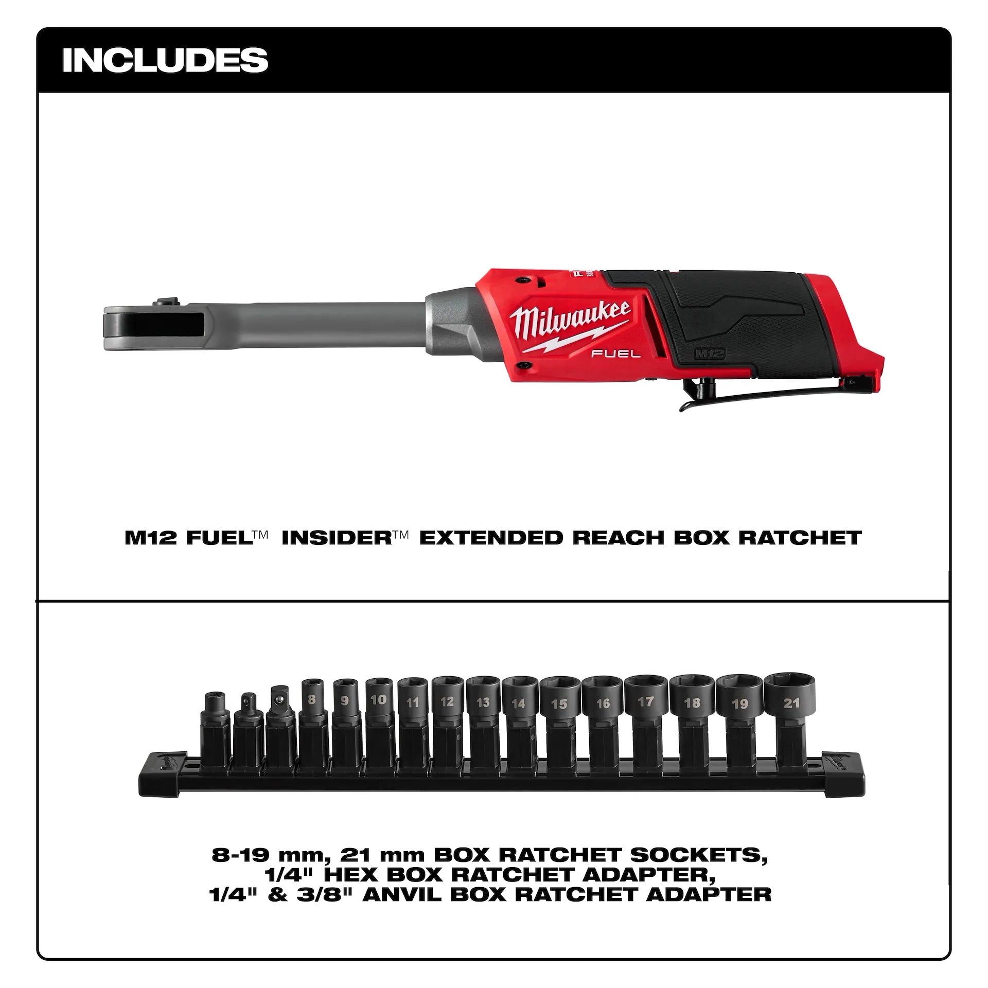 MILWAUKEE 3050-20 M12 FUEL™ INSIDER™ Extended Reach Box Ratchet (Tool Only)