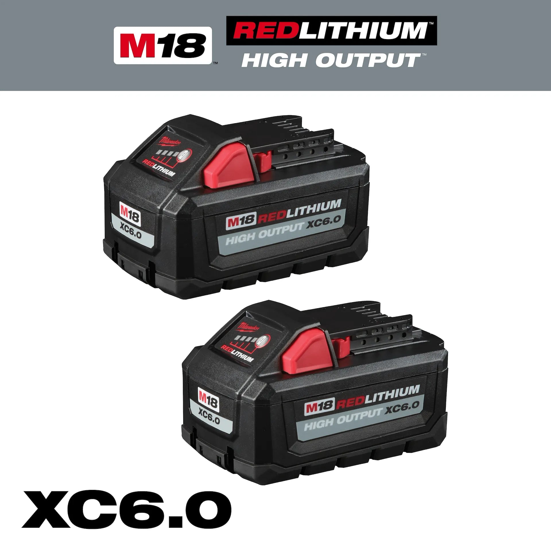 MILWAUKEE 48-11-1862 M18™ REDLITHIUM™ HIGH OUTPUT™ XC6.0 Battery Pack (2 Pk)