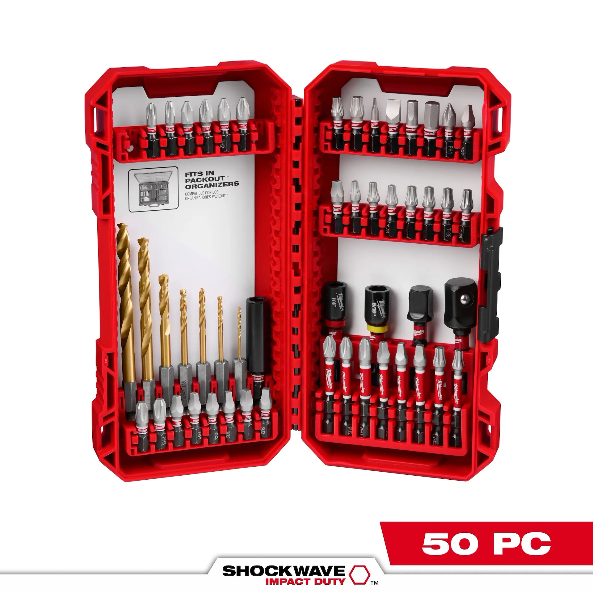 MILWAUKEE 48-32-4013 50PC SHOCKWAVE™ Impact Duty Drill & Drive Set – 50PC