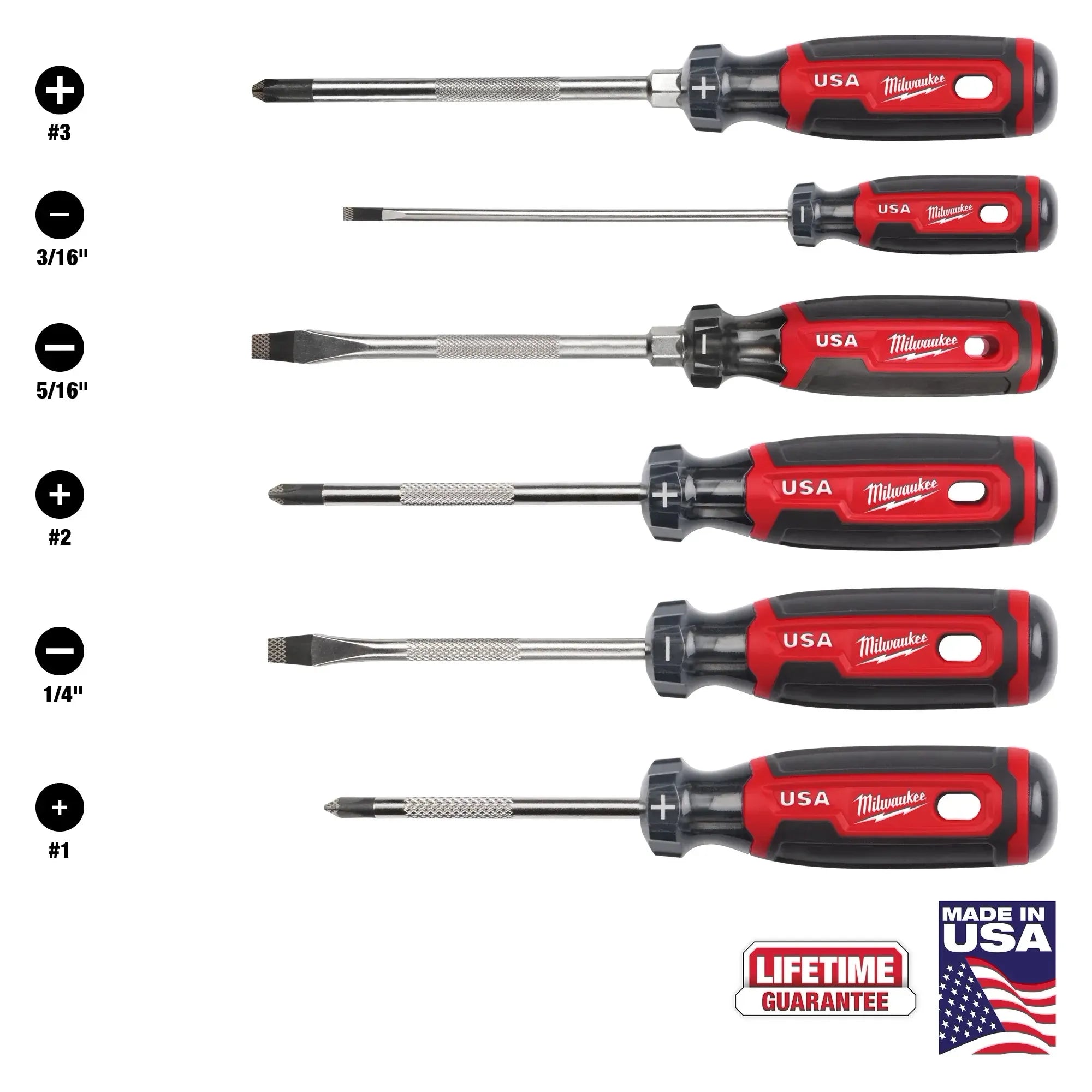 MILWAUKEE MT200-6 6PC Cushion Grip Screwdriver Set (USA)