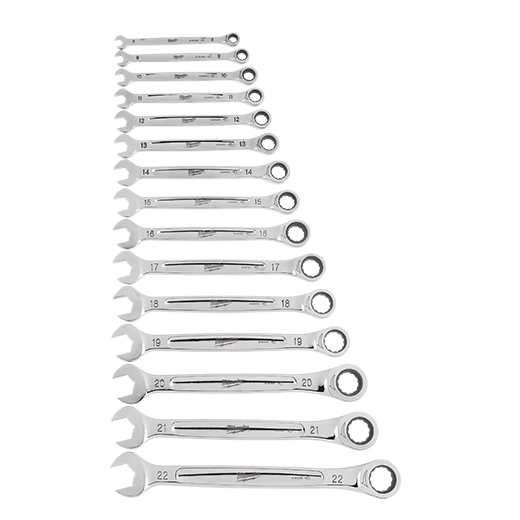 MILWAUKEE 48-22-9516 15PC RATCHET COMBINATION WRENCH SET - METRIC