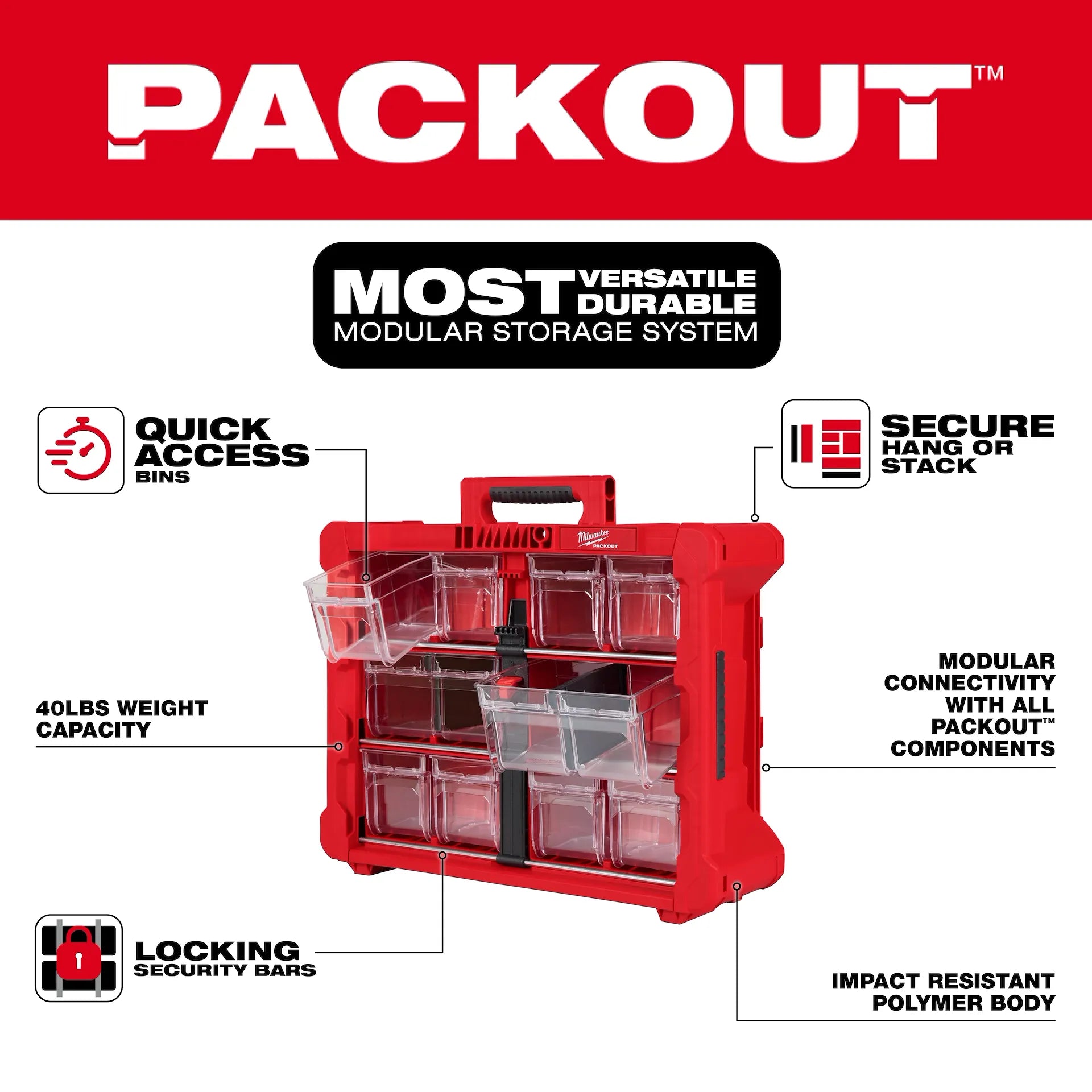 MILWAUKEE 48-22-8433 PACKOUT™ Tilt Bin Organizer