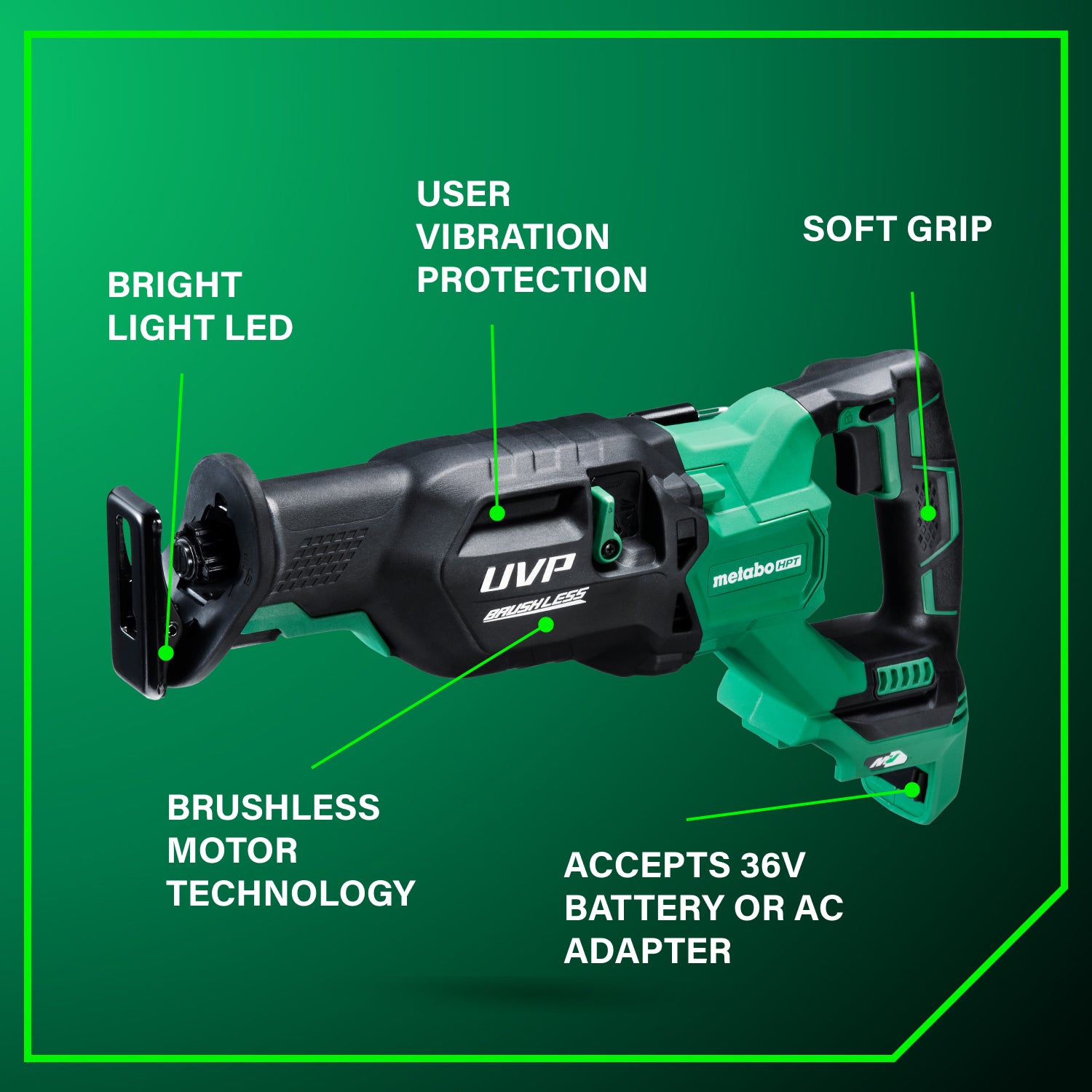 METABO CR36DAM 36V MultiVolt™ Cordless Brushless Reciprocating Saw Kit