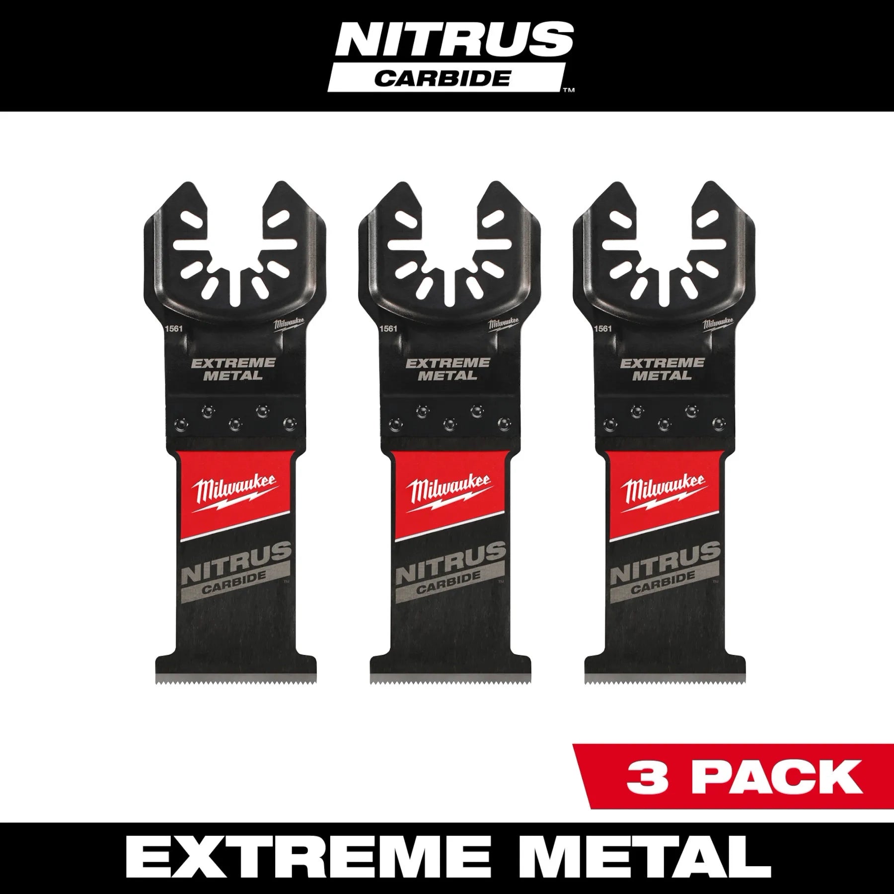 MILWAUKEE 49-25-1563 NITRUS™ Carbide Extreme Metal Universal Fit OPEN-LOK™ Multi-Tool Blade (3 PK)