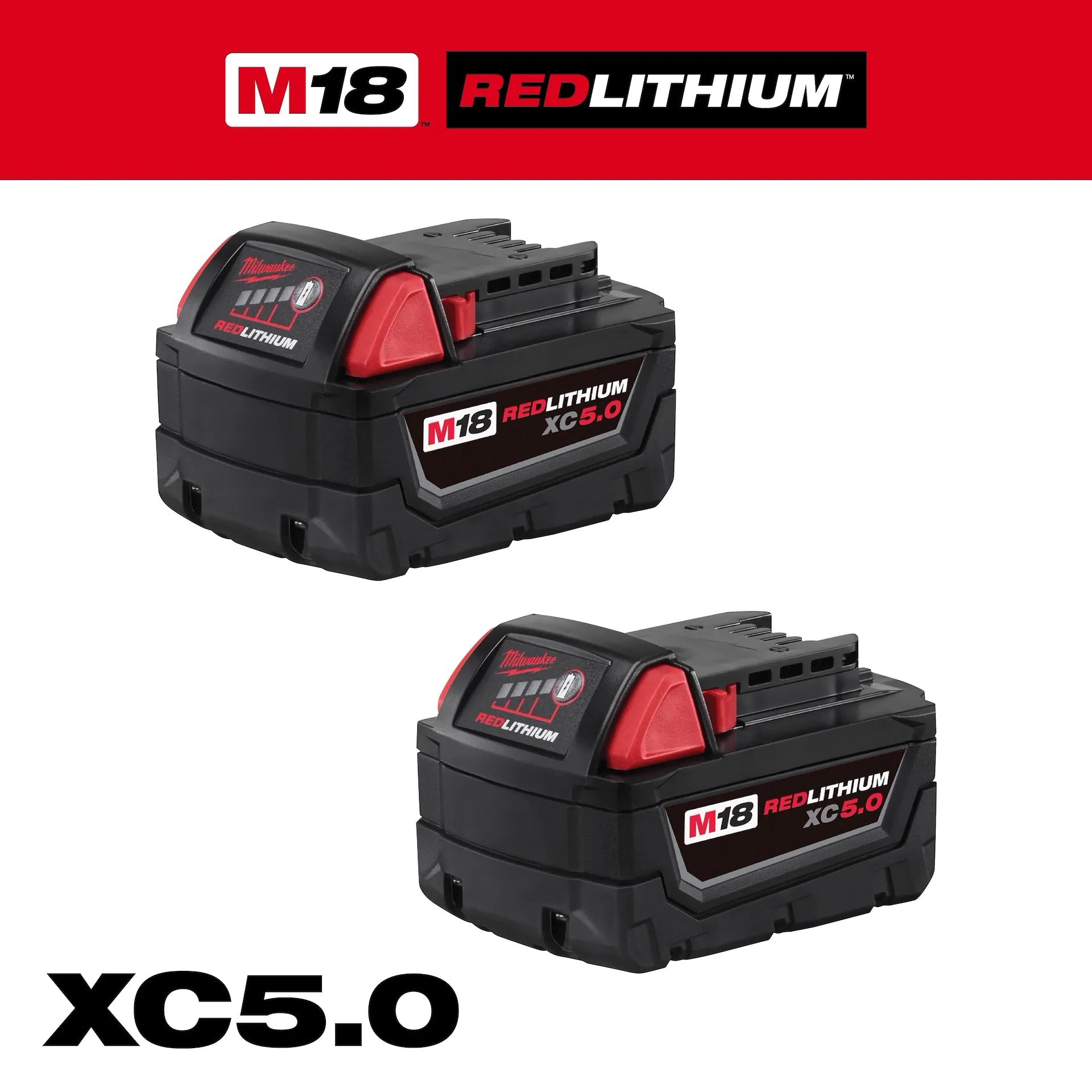 MILWAUKEE 48-11-1852 M18™ REDLITHIUM™ XC5.0 Extended Capacity Battery Two Pack