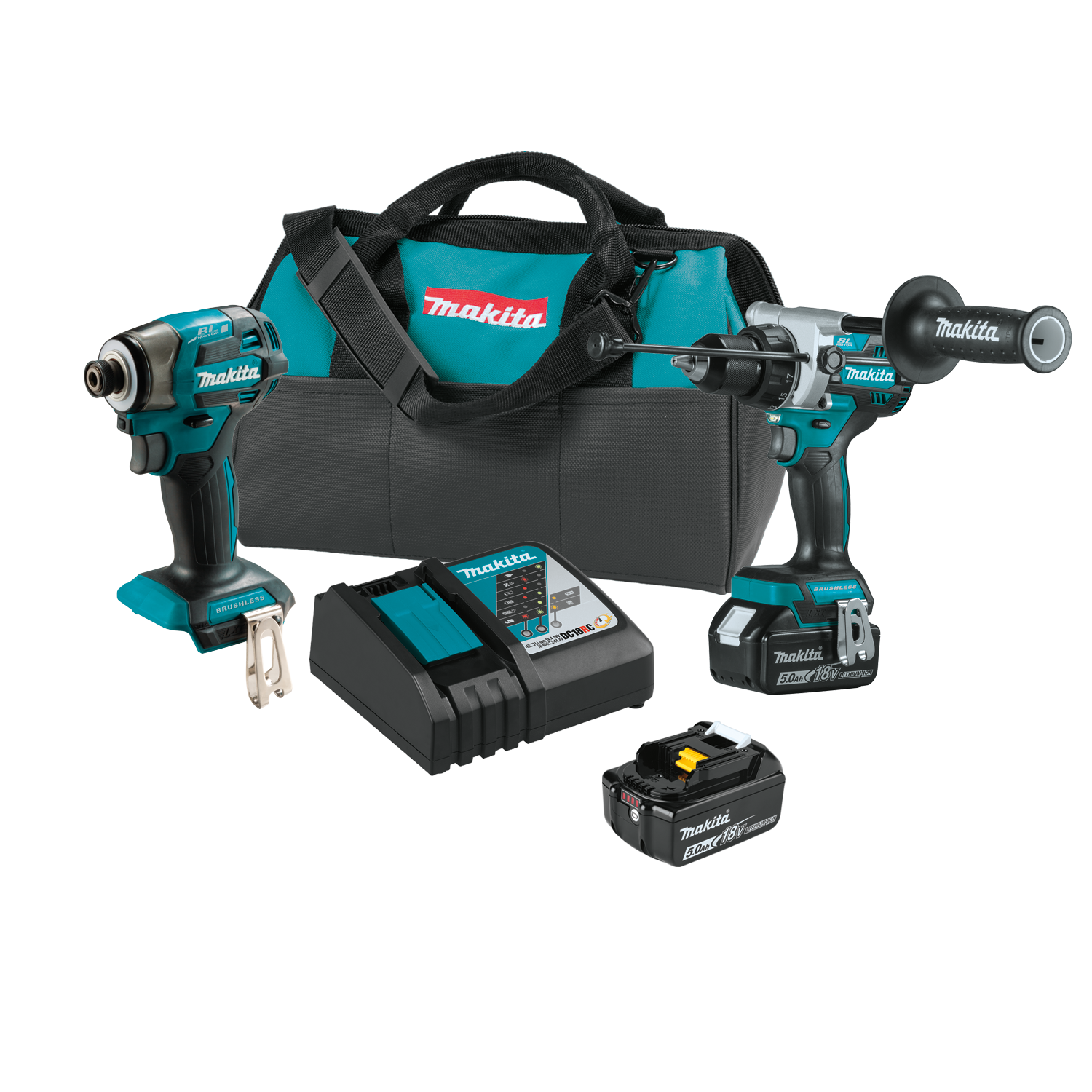 MAKITA XT297T 18V LXT® Lithium‑Ion Brushless Cordless 2‑Pc. Combo Kit (5.0Ah)