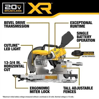 DEWALT DCS785B 20V MAX XR 12IN DOUBLE BEVEL MITER SAW