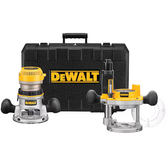 DEWALT DW618PK 2-1/4 HP (maximum motor HP) EVS Fixed Base / Plunge Router Combo Kit w/ Soft Start