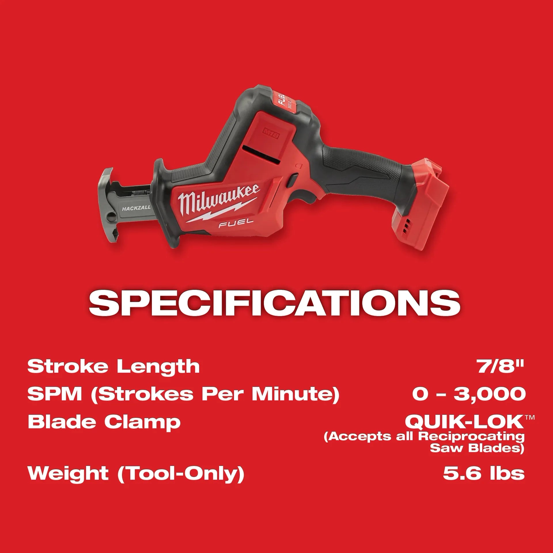 MILWAUKEE 2719-20 M18 FUEL™ Hackzall® (Tool Only)