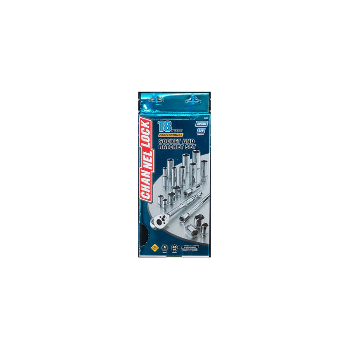 CHANNEL LOCK 38182 18PC 3/8 inch Drive Standard Socket Set