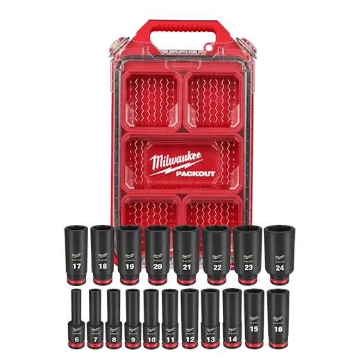 MILWAUKEE 49-66-6801 19PC SHOCKWAVE™ Impact Duty Socket 3/8” Drive MM Set with PACKOUT™