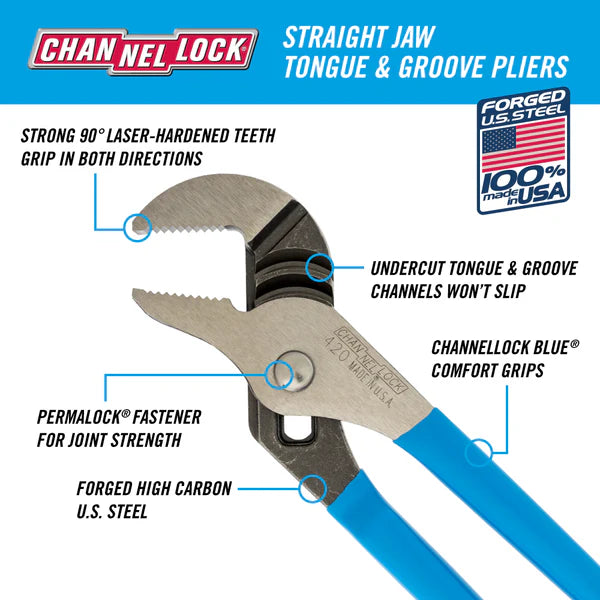 CHANNEL LOCK 420 9.5-inch Straight Jaw Tongue & Groove Pliers