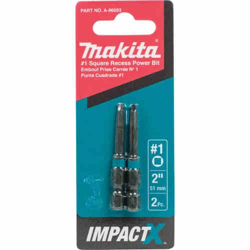 MAKITA A-96693 ImpactX™ #1 Square Recess 2″ Power Bit, 2/pk