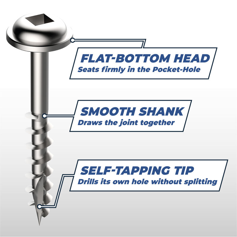 KREG SML-C150S5-100 Stainless Steel Pocket Screws - 1-1/2