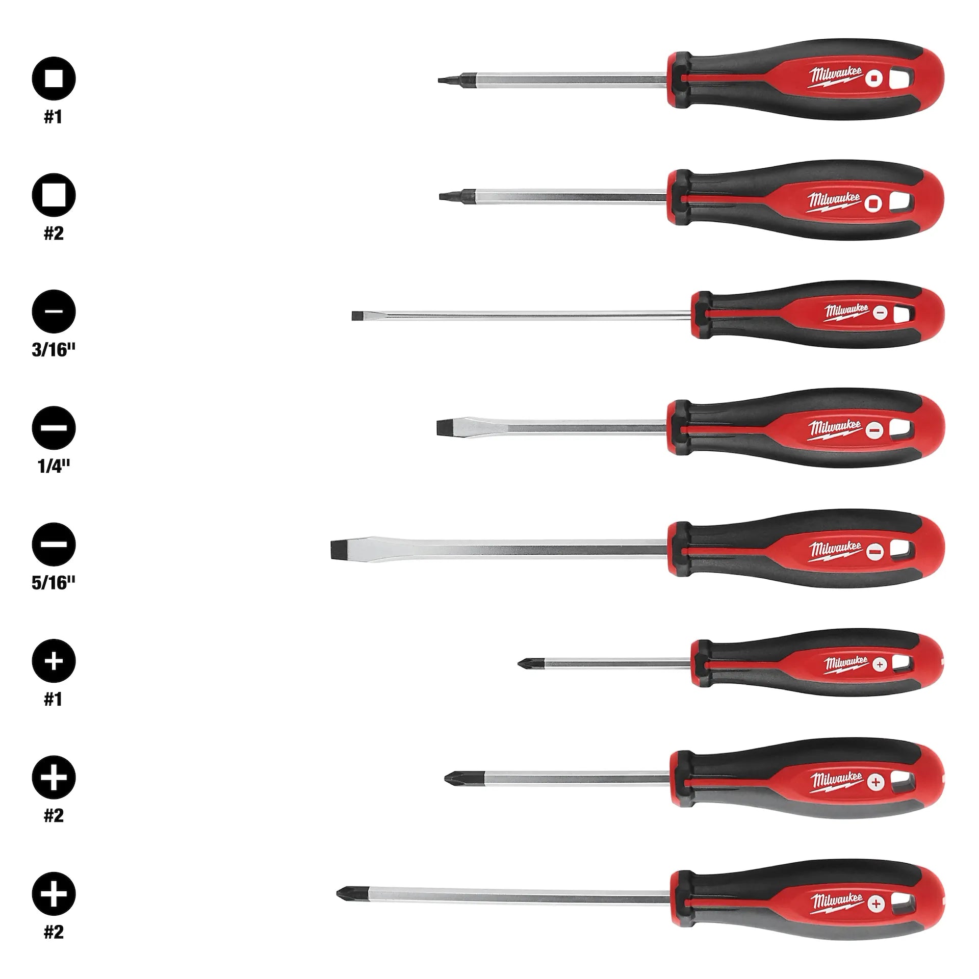 MILWAUKEE 48-22-2718 8pc Screwdriver Kit w/ Square
