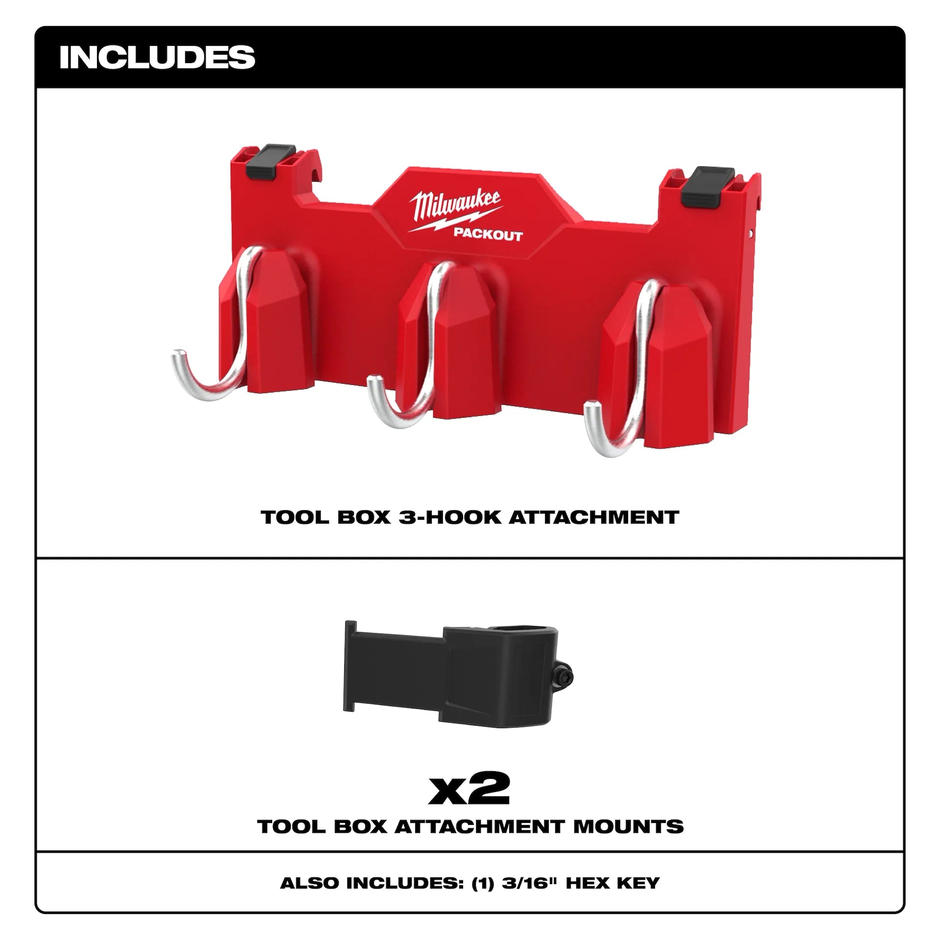 MILWAUKEE 48-22-8606 PACKOUT™ Tool Box 3-Hook Attachment