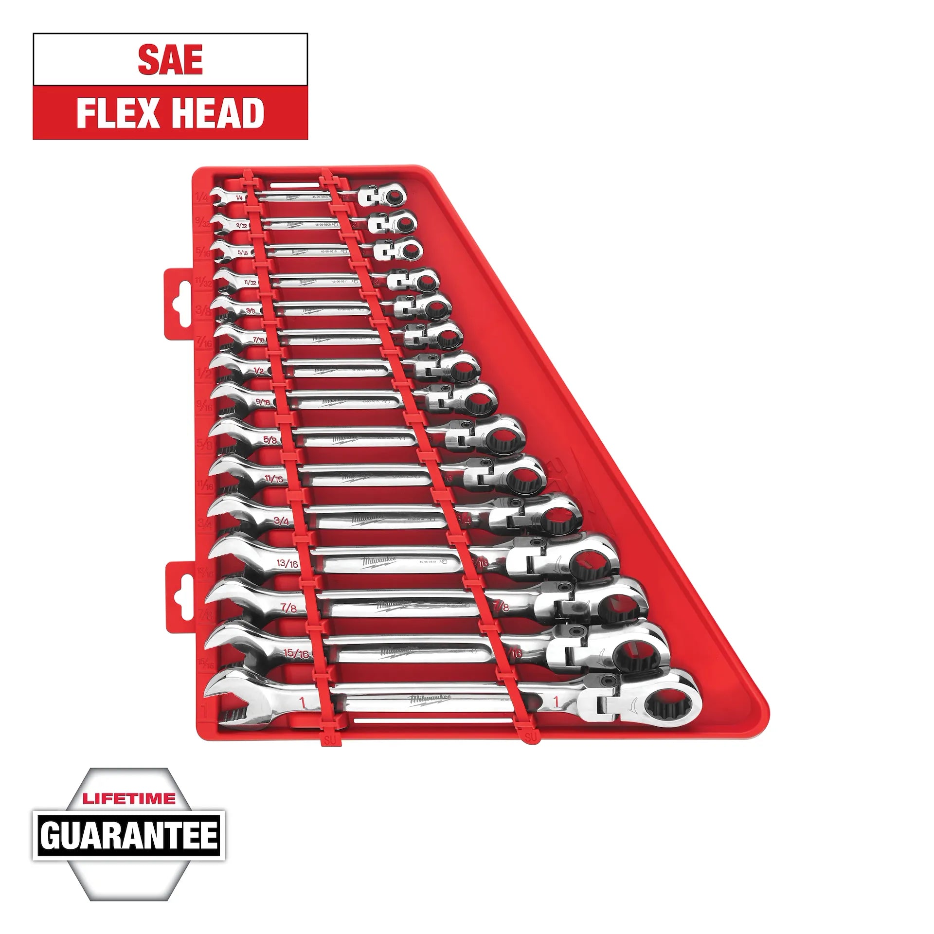 MILWAUKEE 48-22-9413 15pc SAE Flex Head Ratcheting Combination Wrench Set