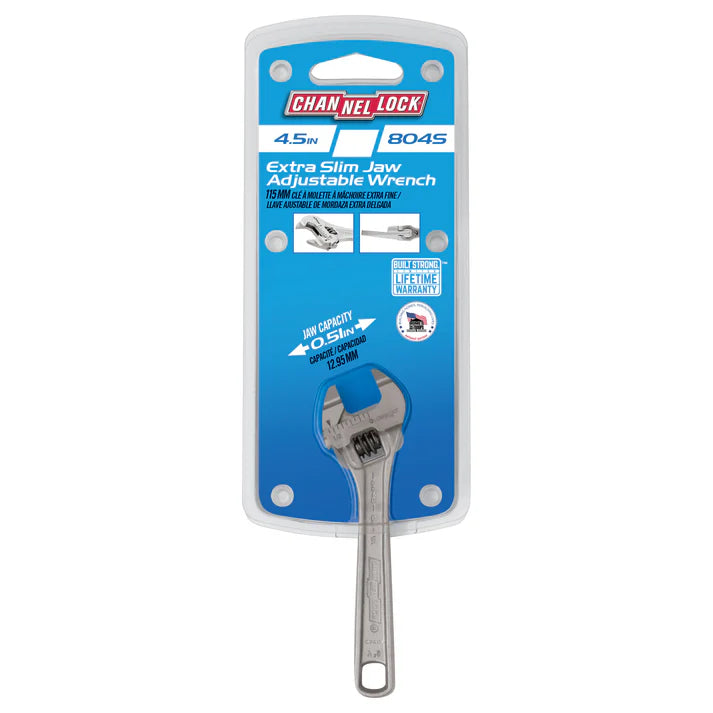 CHANNEL LOCK 804S 4-inch Extra Slim Jaw Adjustable Wrench