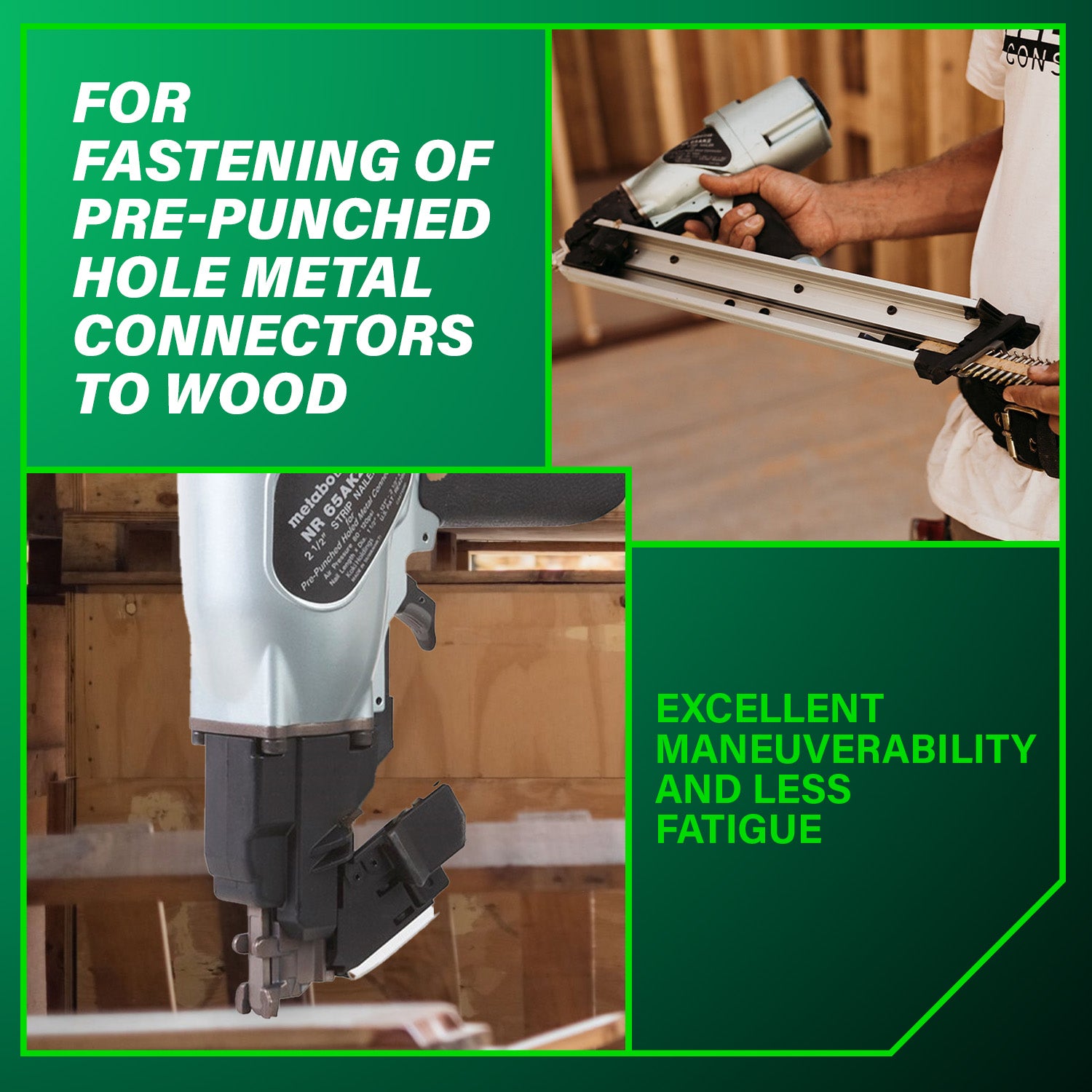METABO NR65AK2M 36 Degree 2-1/2 Inch Strap-Tite® Metal Connector Nailer