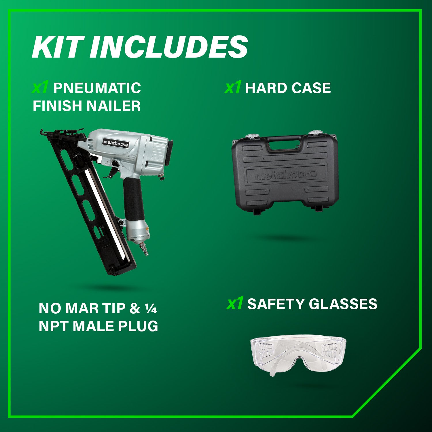 METABO NT65MA4M 2-1/2 Inch 15 Gauge Angled Finish Nailer with Air Duster