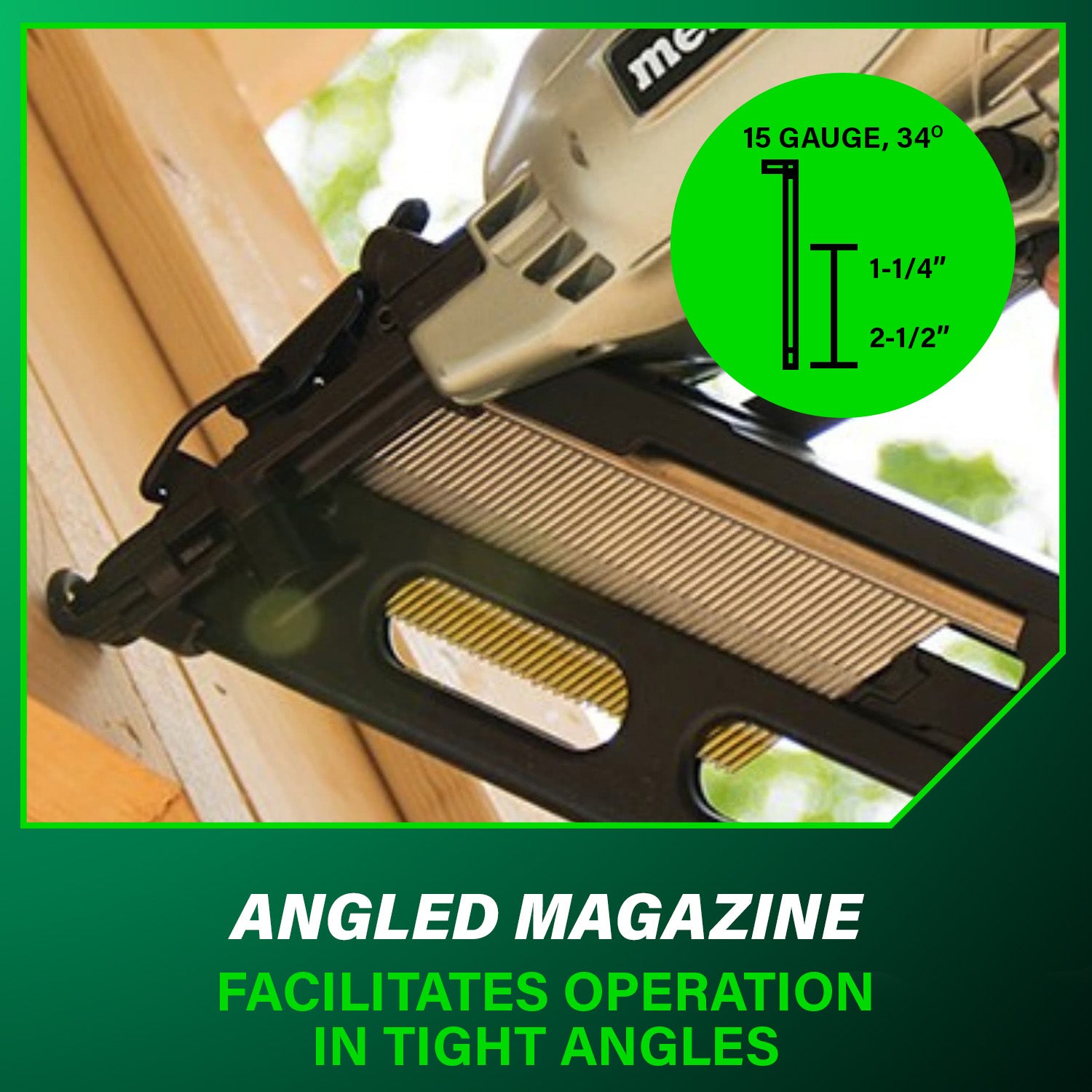 METABO NT65MA4M 2-1/2 Inch 15 Gauge Angled Finish Nailer with Air Duster