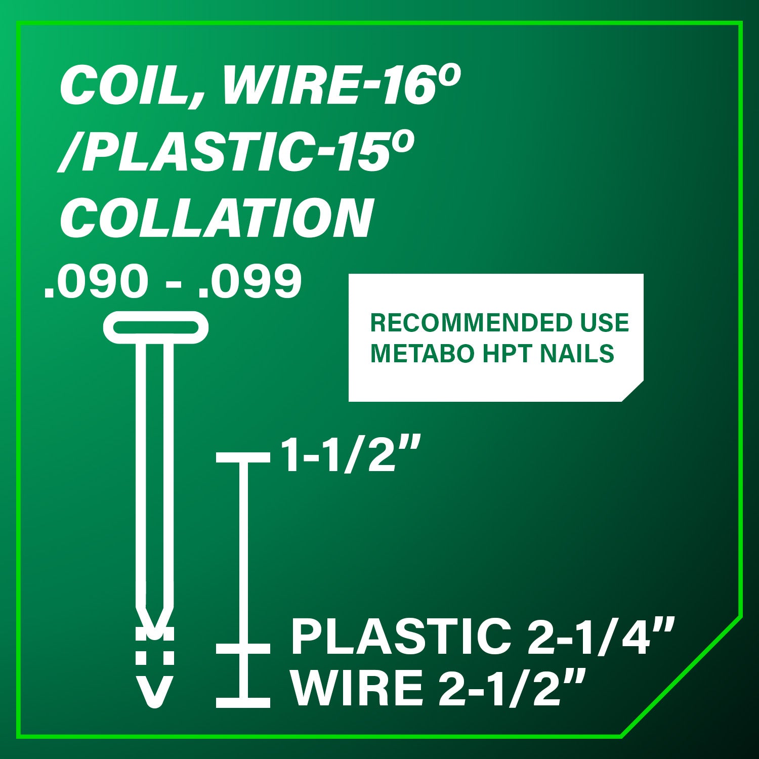METABO NV65AH2M 2-1/2 Inch Coil Siding Nailer