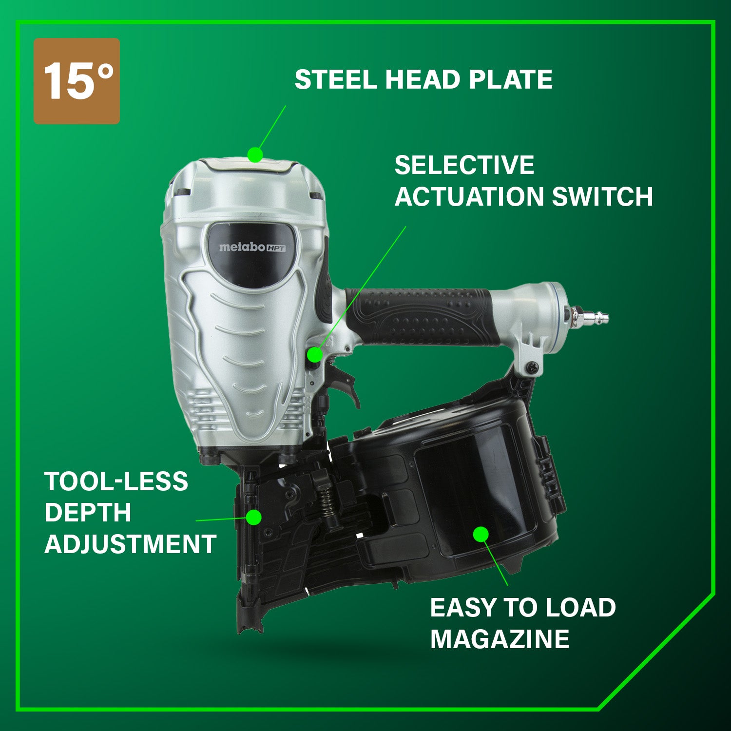 METABO NV90AGSM 3-1/2 Inch Coil Framing Nailer
