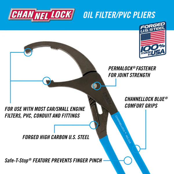 CHANNEL LOCK 215 15.5-inch Oil Filter/PVC Pliers