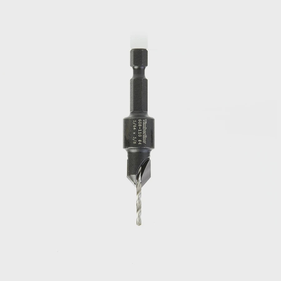 TIMBERLINE 608-110 Carbide Tipped Countersink 5/64 D x 1/4 Quick Release Hex SHK for Wood Screw #4