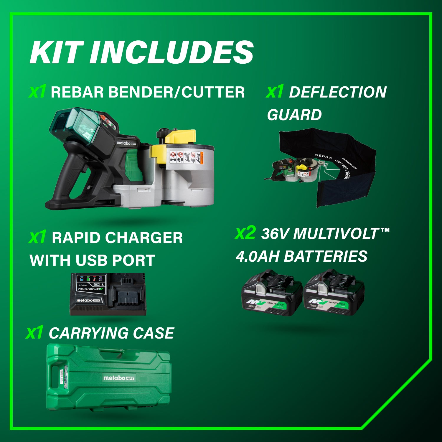 METABO VB3616DAM 36V MultiVolt™ Brushless Rebar Bender/Cutter 4.0Ah Batteries x 2