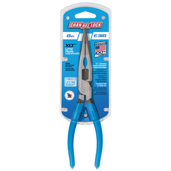 CHANNEL LOCK E318 8-inch XLT™ Combination Long Nose Pliers with Cutter