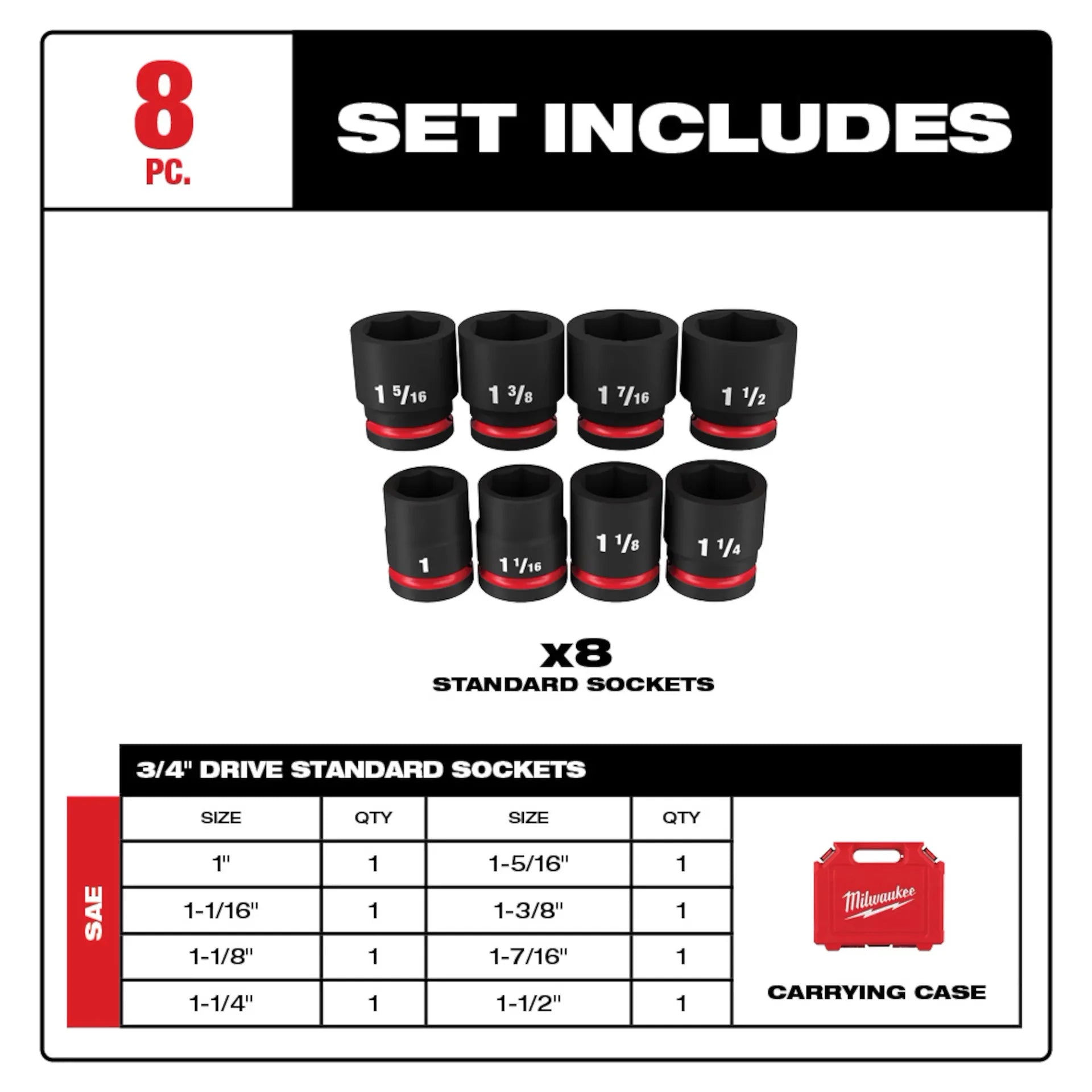 MILWAUKEE 49-66-7017 8PC SHOCKWAVE™ Impact Duty 3/4