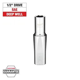 MILWAUKEE 45-34-2101 1/2" Drive SAE 6-Point 7/16" Deep Socket with FOUR FLAT™ Sides