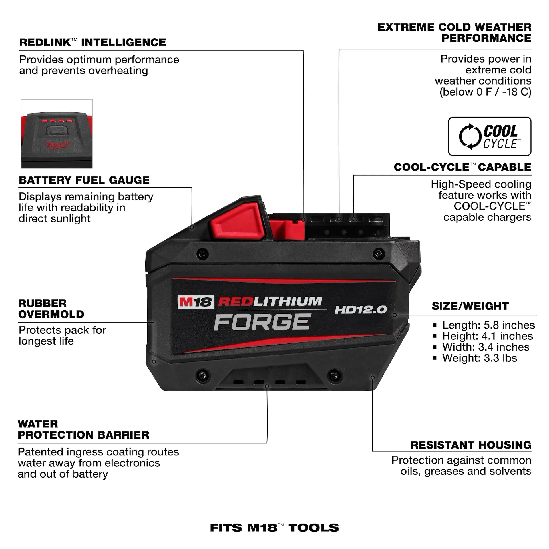 MILWAUKEE 48-11-1813 M18™ REDLITHIUM™ FORGE™ HD12.0 Battery Pack