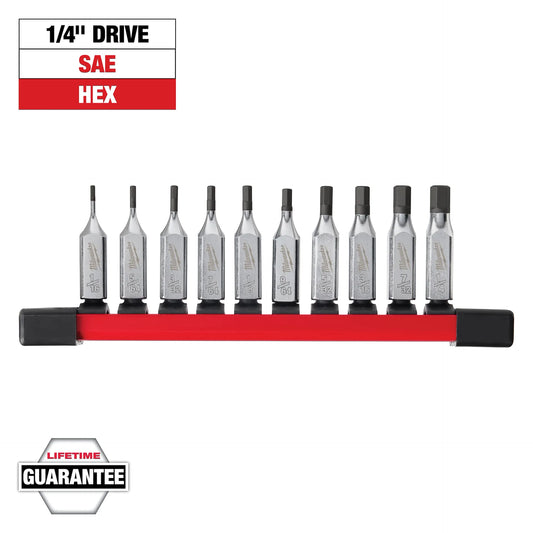MILWAUKEE 48-22-9540 10pc 1/4" Drive Hex Bit Socket Set - SAE