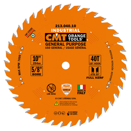 CMT 213.040.10 10" INDUSTRIAL GENERAL-PURPOSE BLADE B=5/8" T=40 ATB