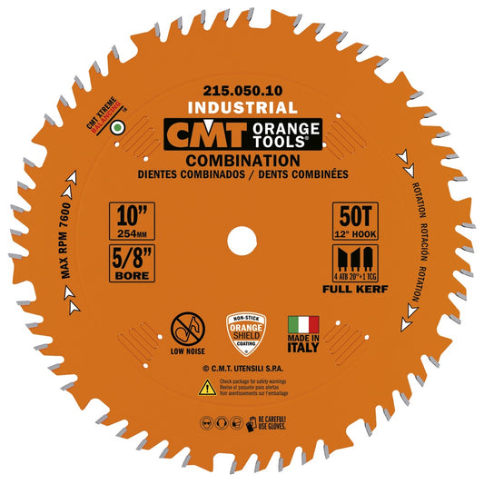 CMT 215.050.10 10" FULL-KERF INDUSTRIAL COMBINATION BLADE B=5/8" T=50 4ATB+TCG