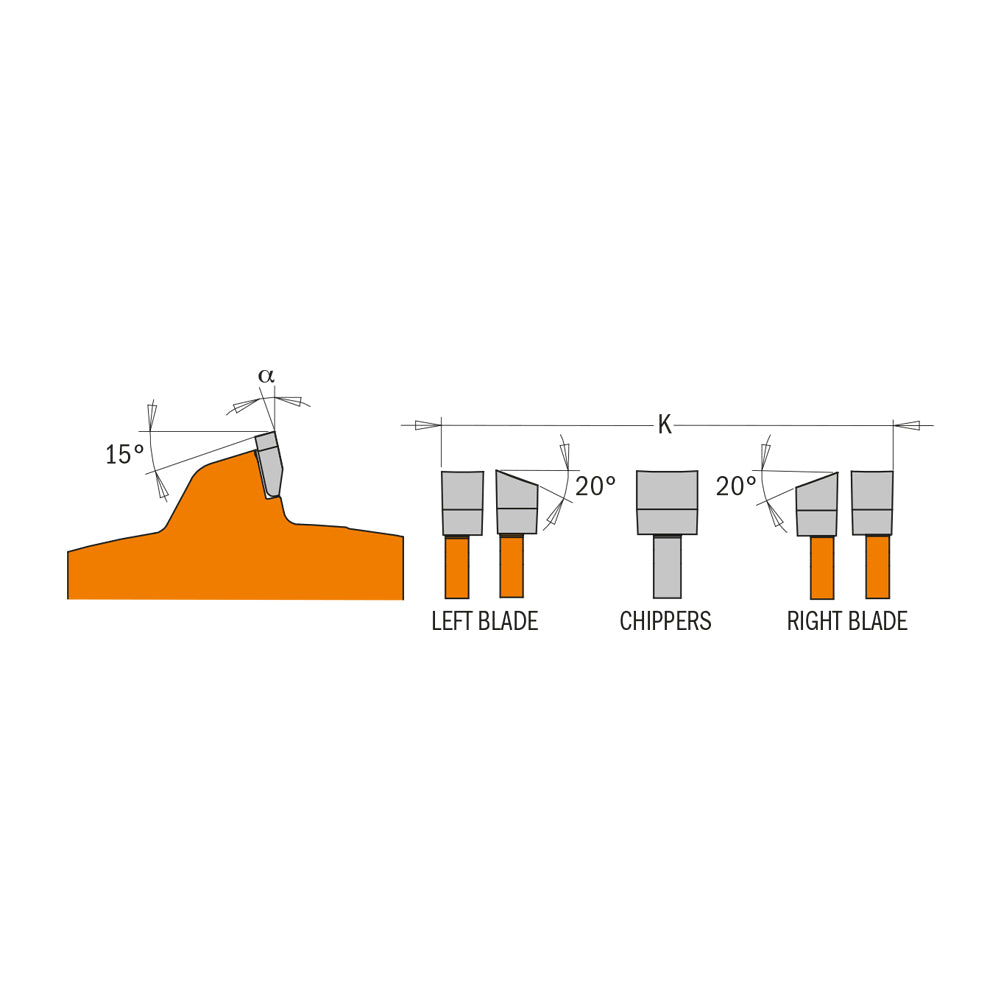 CMT 230.012.08 Dado Pro Set – Adjustable Industrial Dado Blade Set, Chippers & Shims Included
